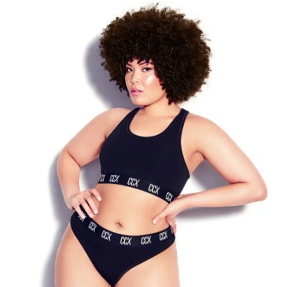 City Chic CCX Black Logo Crop Top Size S - Size 16 BNWT - Picture 3 of 7